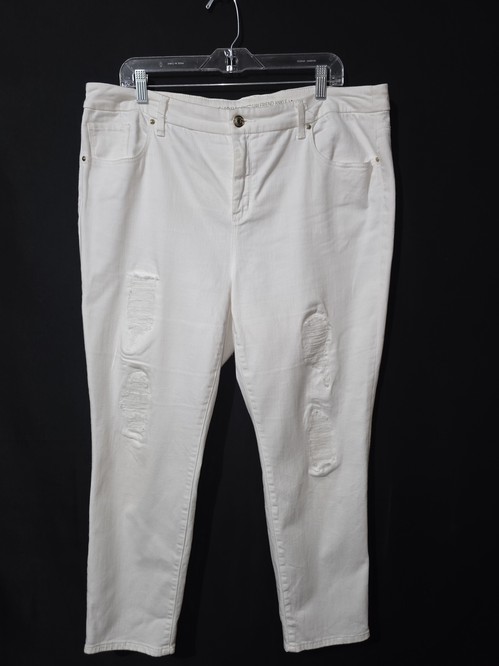 Chico's White Distressed Ankle Jeans